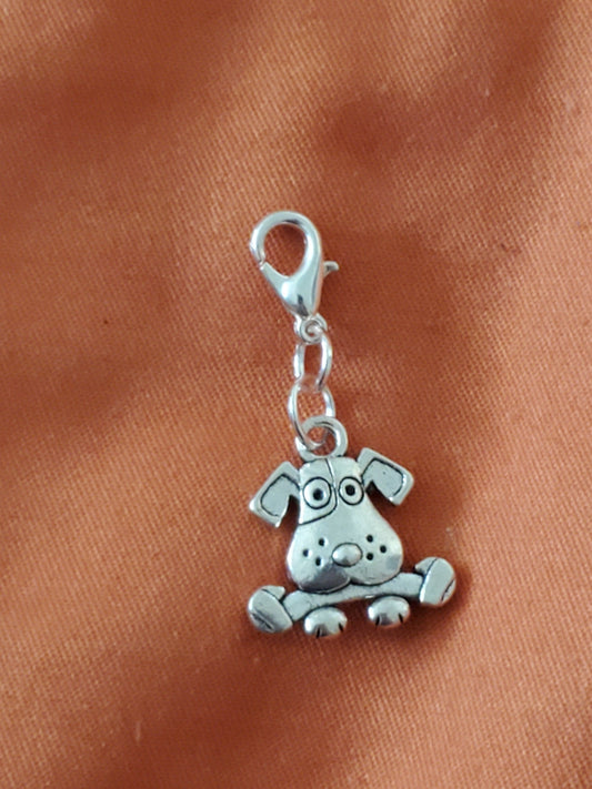 Zipper Pull Dog Silver